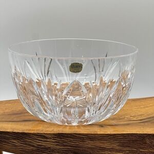 Atlantis Full Lead Crystal Bowl Hand Cut Portugal 8.25 Inch Starburst